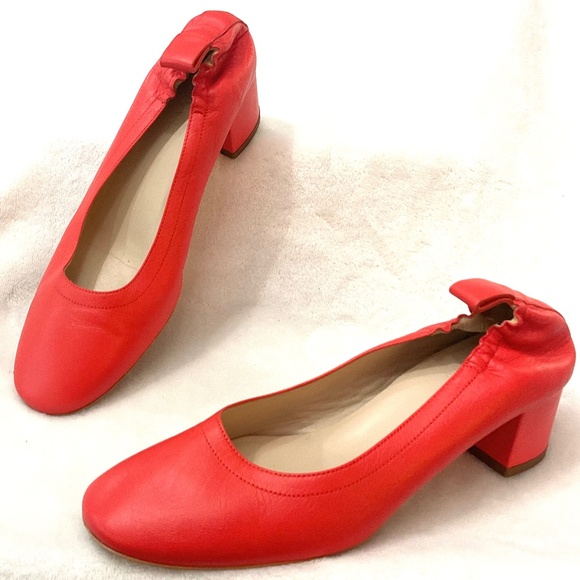 Everlane Shoes - Everlane Minimalist Pumps Red Leather Mid Block Heel Career Dress Shoes Sz 7.5